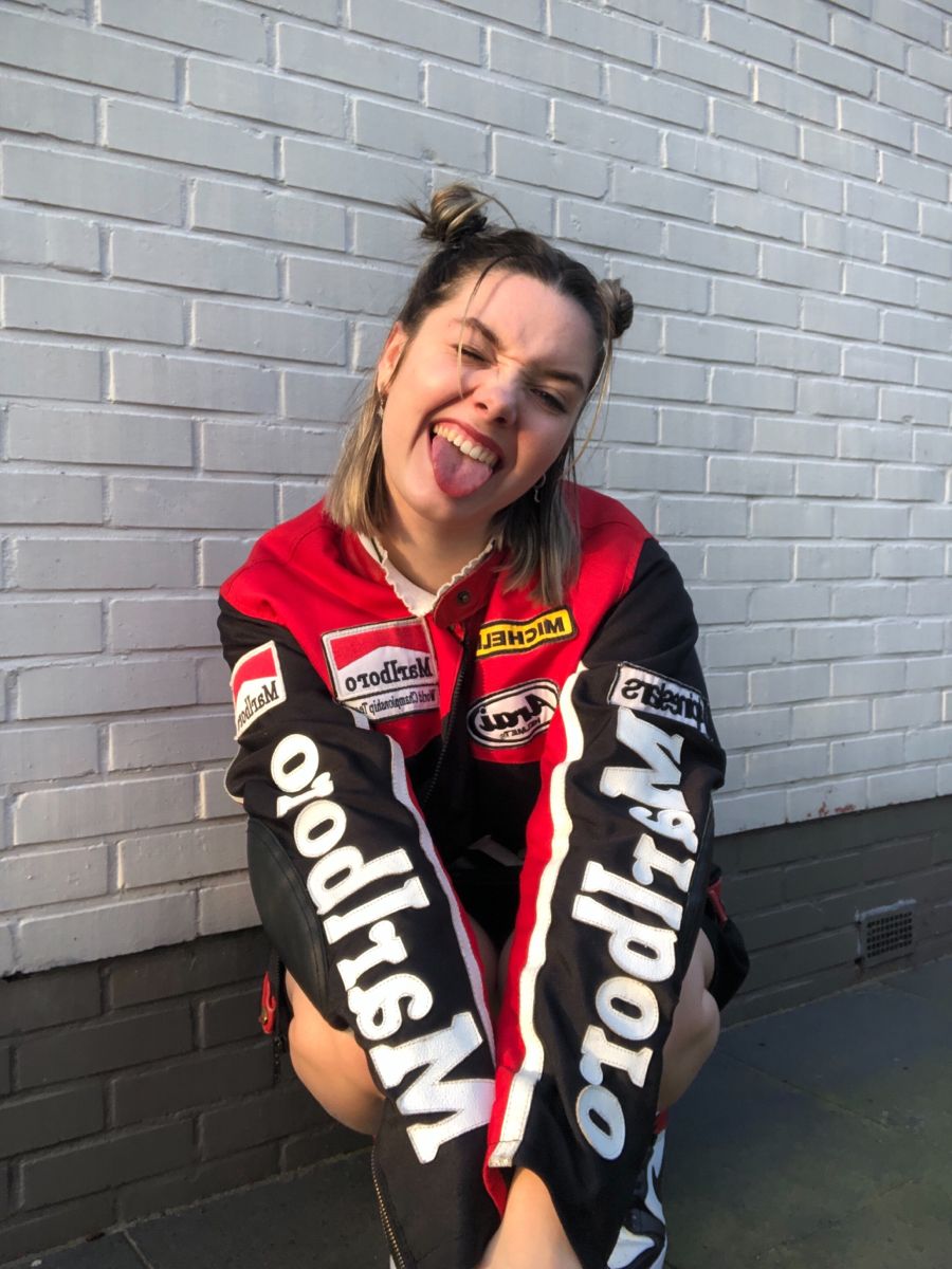 Streetwear faux leather racing jacket