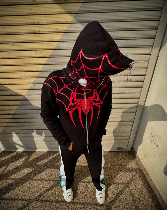 Miles Morales Spider Hoodie Mask Set - Full Zip Up Cosplay Hoodie for Men | Streetwear Edition