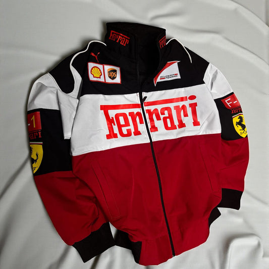 Ferrari Inspired Motorsport Racing Jacket - White/Black/Red Edition